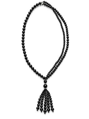 Mayamar Obsidian Black Mare Long Beaded Necklace New